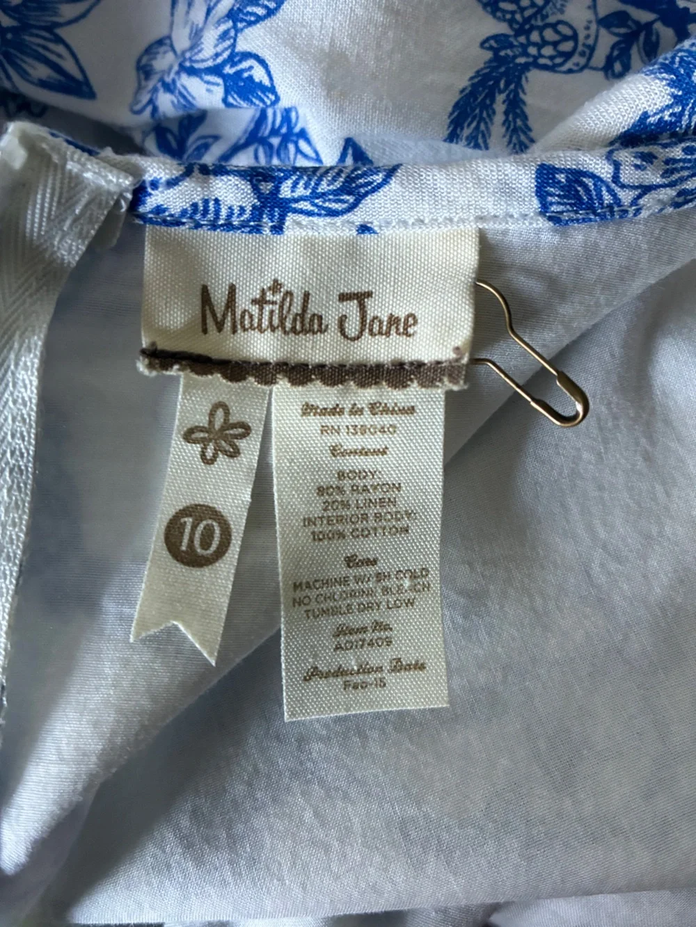 NWOT Matilda Jane Hello Lovely Bluebell Bird Floral A-Line Dress - Size 10